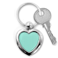 Classy Tiffany Aqua Blue Sailor Stripes Key Chains (heart)  by PodArtist