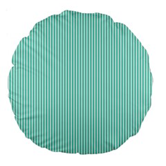 Classy Tiffany Aqua Blue Sailor Stripes Large 18  Premium Flano Round Cushions by PodArtist