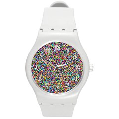 Pattern Round Plastic Sport Watch (m) by gasi