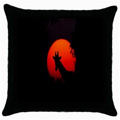 Giraffe Animal Africa Sunset Throw Pillow Case (black) by Celenk