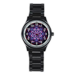 Mandala Circular Pattern Stainless Steel Round Watch by Celenk