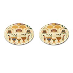 Egyptian Paper Papyrus Hieroglyphs Cufflinks (oval) by Celenk