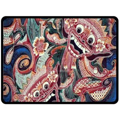 Indonesia Bali Batik Fabric Fleece Blanket (large)  by Celenk