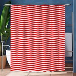 Christmas Red and White Chevron Stripes Shower Curtain 60  x 72  (Medium)  60 x72  Curtain