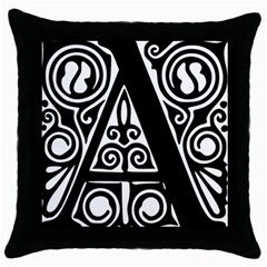 Alphabet Calligraphy Font A Letter Throw Pillow Case (black) by Celenk