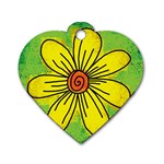 Flower Cartoon Painting Painted Dog Tag Heart (Two Sides) Back