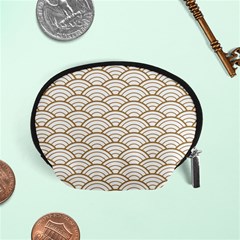 Art Deco,japanese Fan Pattern, Gold,white,vintage,chic,elegant,beautiful,shell Pattern, Modern,trendy Accessory Pouches (small)  by NouveauDesign