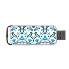 Art Nouveau, Art Deco, Floral,vintage,blue,green,white,beautiful,elegant,chic,modern,trendy,belle Époque Portable Usb Flash (two Sides) by NouveauDesign