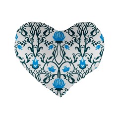 Art Nouveau, Art Deco, Floral,vintage,blue,green,white,beautiful,elegant,chic,modern,trendy,belle Époque Standard 16  Premium Heart Shape Cushions