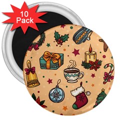 Cute Vintage Christmas Pattern 3  Magnets (10 Pack)  by allthingseveryone