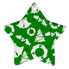 Green White Backdrop Background Card Christmas Star Ornament (two Sides)