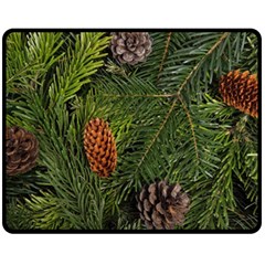 Branch Christmas Cone Evergreen Fleece Blanket (medium)  by Celenk