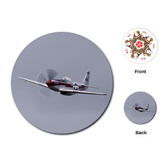 P-51 Mustang Flying Playing Cards (round)  by Ucco