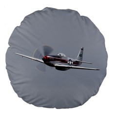 P-51 Mustang Flying Large 18  Premium Flano Round Cushions by Ucco