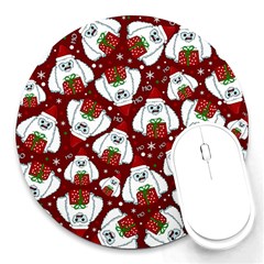 Yeti Xmas Pattern Round Mousepads by Valentinaart