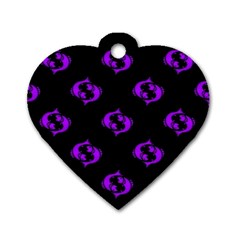 Purple Pisces On Black Background Dog Tag Heart (two Sides) by allthingseveryone