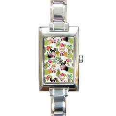 Hula Corgis Fabric Rectangle Italian Charm Watch by Celenk