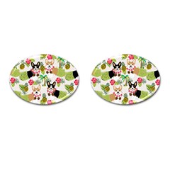 Hula Corgis Fabric Cufflinks (oval) by Celenk