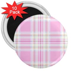 Pink Pastel Plaid 3  Magnets (10 Pack)  by allthingseveryone