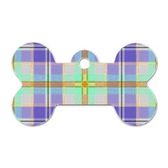 Blue And Yellow Plaid Dog Tag Bone (two Sides) by allthingseveryone