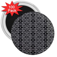 Black And White Ethnic Pattern 3  Magnets (100 Pack) by dflcprints