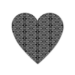 Black And White Ethnic Pattern Heart Magnet by dflcprints