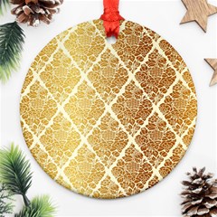 Vintage,gold,damask,floral,pattern,elegant,chic,beautiful,victorian,modern,trendy Ornament (round) by NouveauDesign