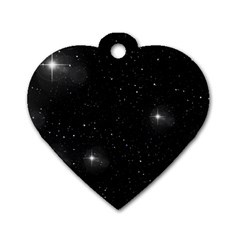 Starry Galaxy Night Black And White Stars Dog Tag Heart (two Sides) by yoursparklingshop