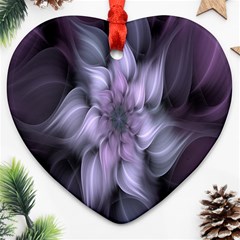 Fractal Flower Lavender Art Heart Ornament (two Sides) by Celenk