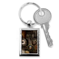 Steampunk, Wonderful Clockwork With Gears Key Chains (rectangle)  by FantasyWorld7