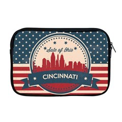 Retro Cincinnati Ohio Skyline Apple Macbook Pro 17  Zipper Case by Bigfootshirtshop