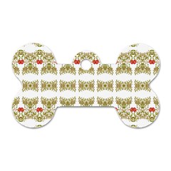 Striped Ornate Floral Print Dog Tag Bone (two Sides) by dflcprints