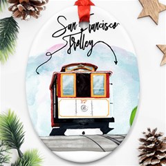 San Francisco Trolley California Bear Oval Ornament (two Sides)