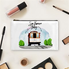 San Francisco Trolley California Bear Cosmetic Bag (medium)  by Bigfootshirtshop