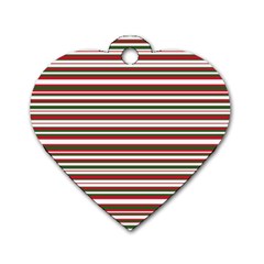 Christmas Stripes Pattern Dog Tag Heart (one Side) by patternstudio