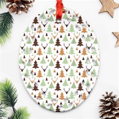 Reindeer Christmas Tree Jungle Art Ornament (oval Filigree) by patternstudio