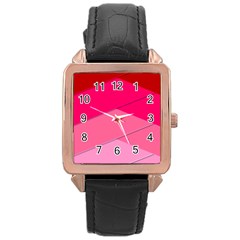 Geometric Shapes Magenta Pink Rose Rose Gold Leather Watch  by Celenk