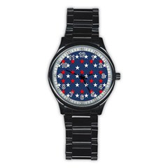 Patriotic Colors America Usa Red Stainless Steel Round Watch by Celenk