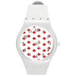 Maple Leaf Canada Emblem Country Round Plastic Sport Watch (M) Front