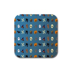 Halloween Cats Pumpkin Pattern Bat Rubber Square Coaster (4 Pack)  by Celenk