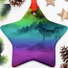 Yellowstone Wolfs Sunset Star Ornament (two Sides) by PodArtist