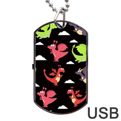 Cute Flying Dragons Dog Tag Usb Flash (two Sides) by Bigfootshirtshop