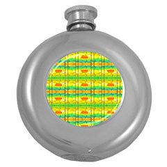 Birds Beach Sun Abstract Pattern Round Hip Flask (5 Oz) by Celenk