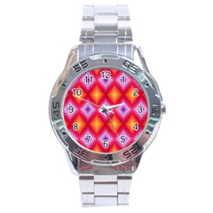 Texture Surface Orange Pink Stainless Steel Analogue Watch by Celenk