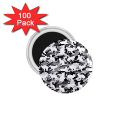 Black And White Catmouflage Camouflage 1 75  Magnets (100 Pack) 