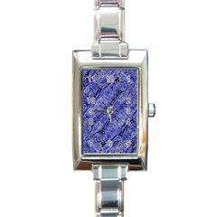 Texture Blue Neon Brick Diagonal Rectangle Italian Charm Watch by Celenk