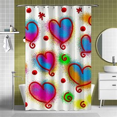 Love Hearts Shapes Doodle Art Shower Curtain 48  X 72  (small)  by Celenk