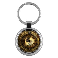 Wonderful Steampunk Desisgn, Clocks And Gears Key Chains (round)  by FantasyWorld7