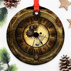 Wonderful Steampunk Desisgn, Clocks And Gears Round Ornament (two Sides)