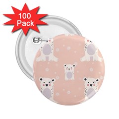 Cute Polar Bear Pattern 2 25  Buttons (100 Pack)  by Bigfootshirtshop